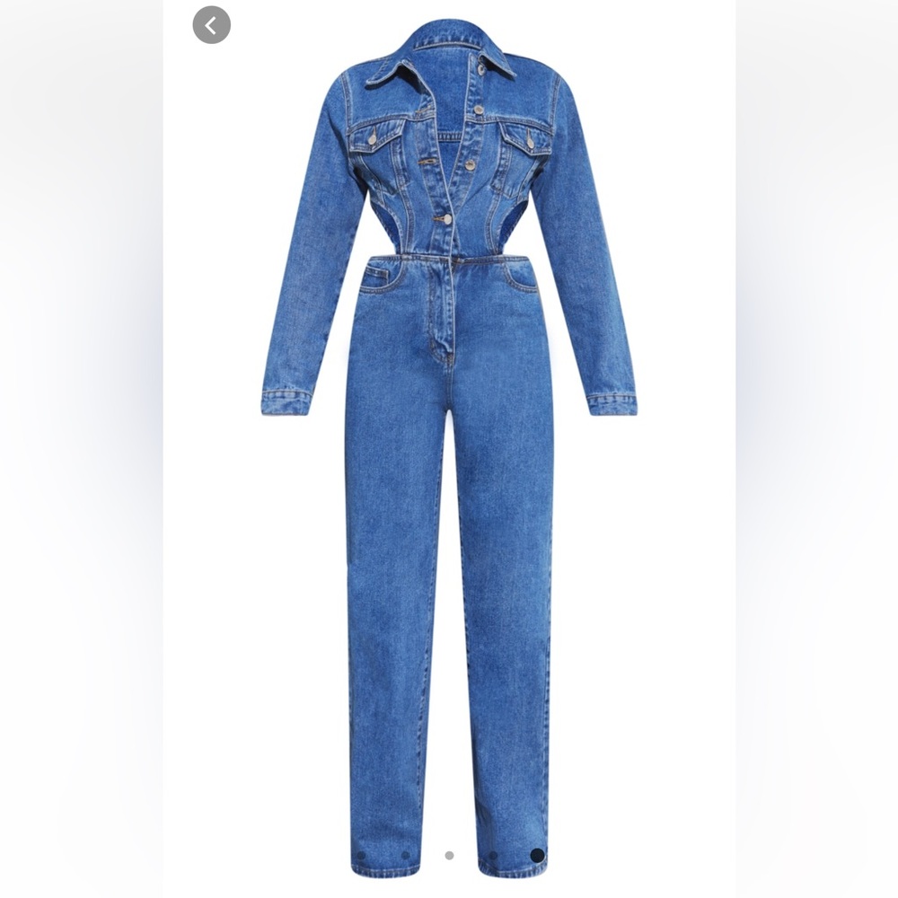 NWT PLT Denim cut out jumpsuit sz 6.